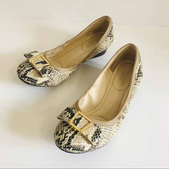 Cole Haan Shoes - Cole Haan Emory 2 Bow Wedge Pump Roccia Snake 5.5